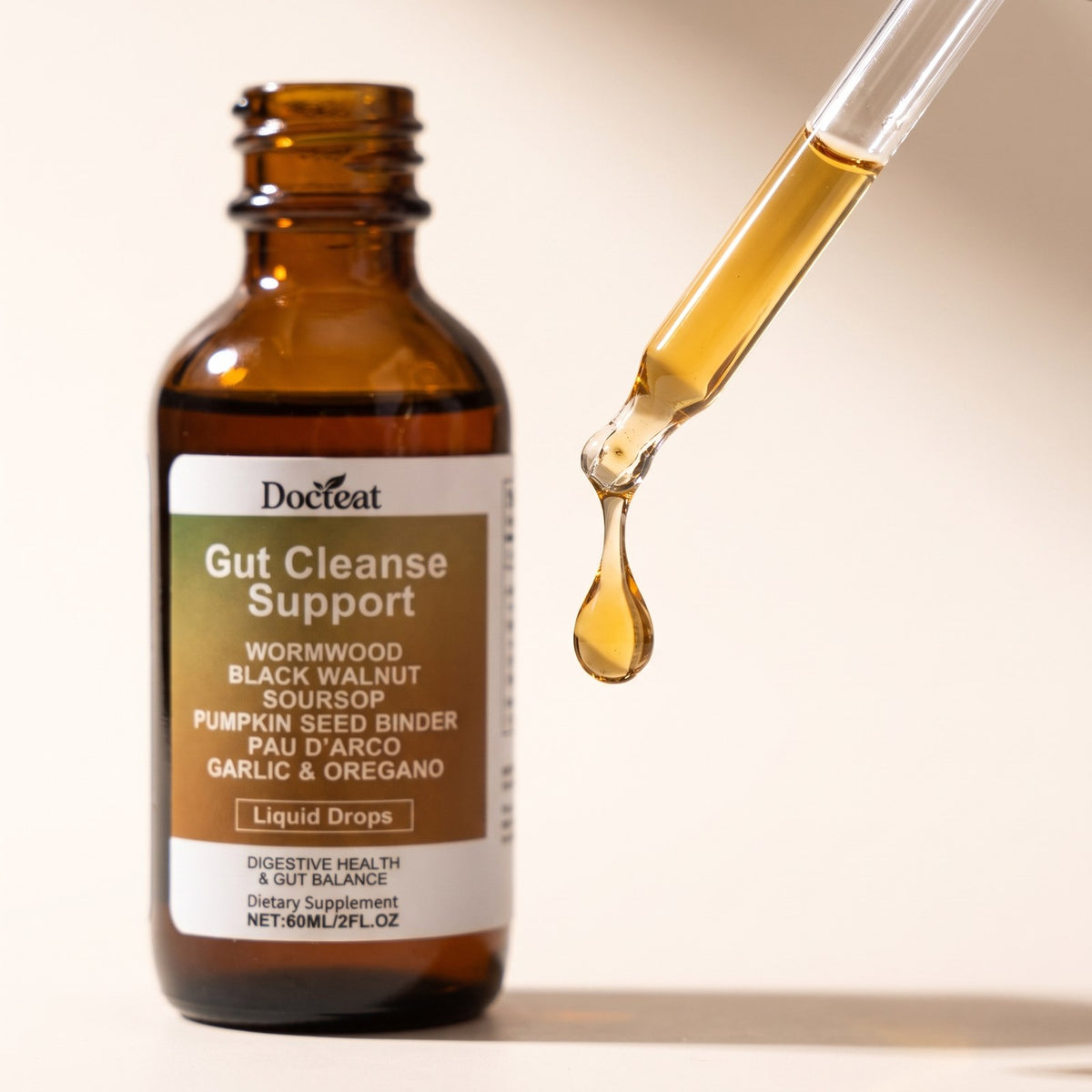 Gut Cleanse Support dropper with a single drop