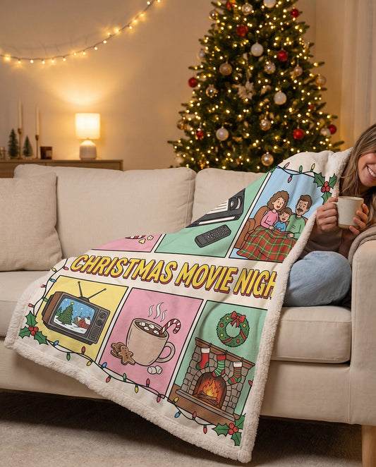 Christmas Movie Night Sherpa Blanket
